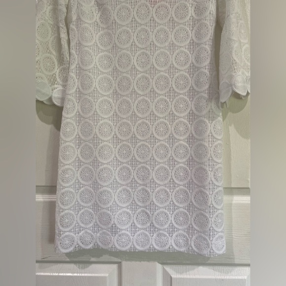 Lilly Pulitzer White Stretch Lace V-neck 3/4 Sleeve Shift Dress Size 4 Bridal - Picture 6 of 14